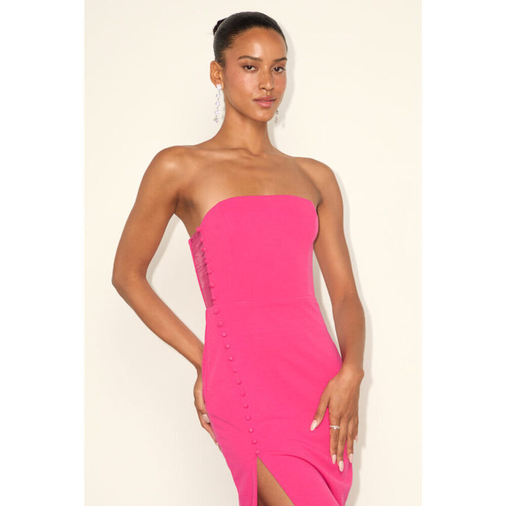 Lulus Loving The Feeling Fuchsia Strapless Bodycon Midi Dress Pink - Size XXS